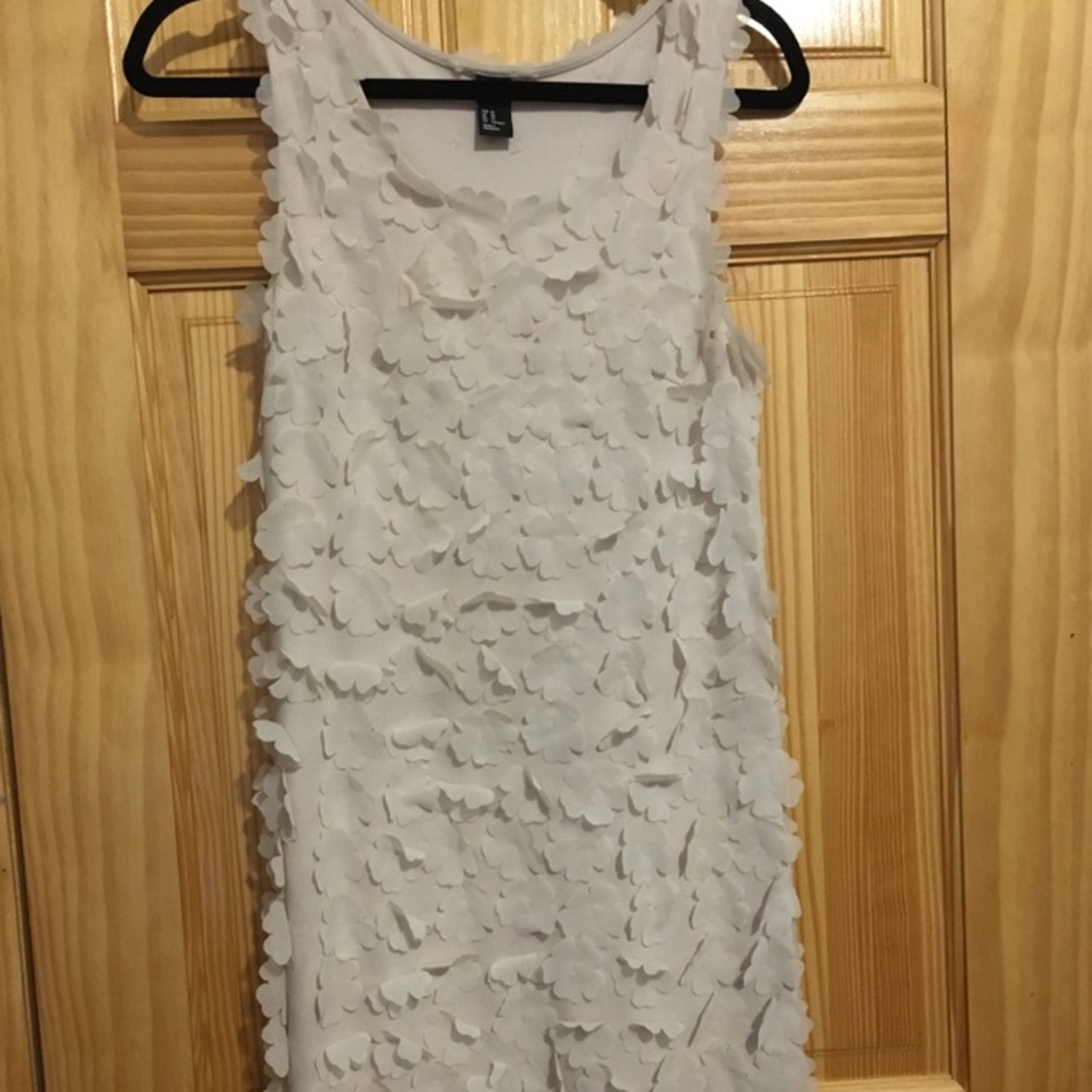 XS Flapper Style Sleeveless White Floral Dress